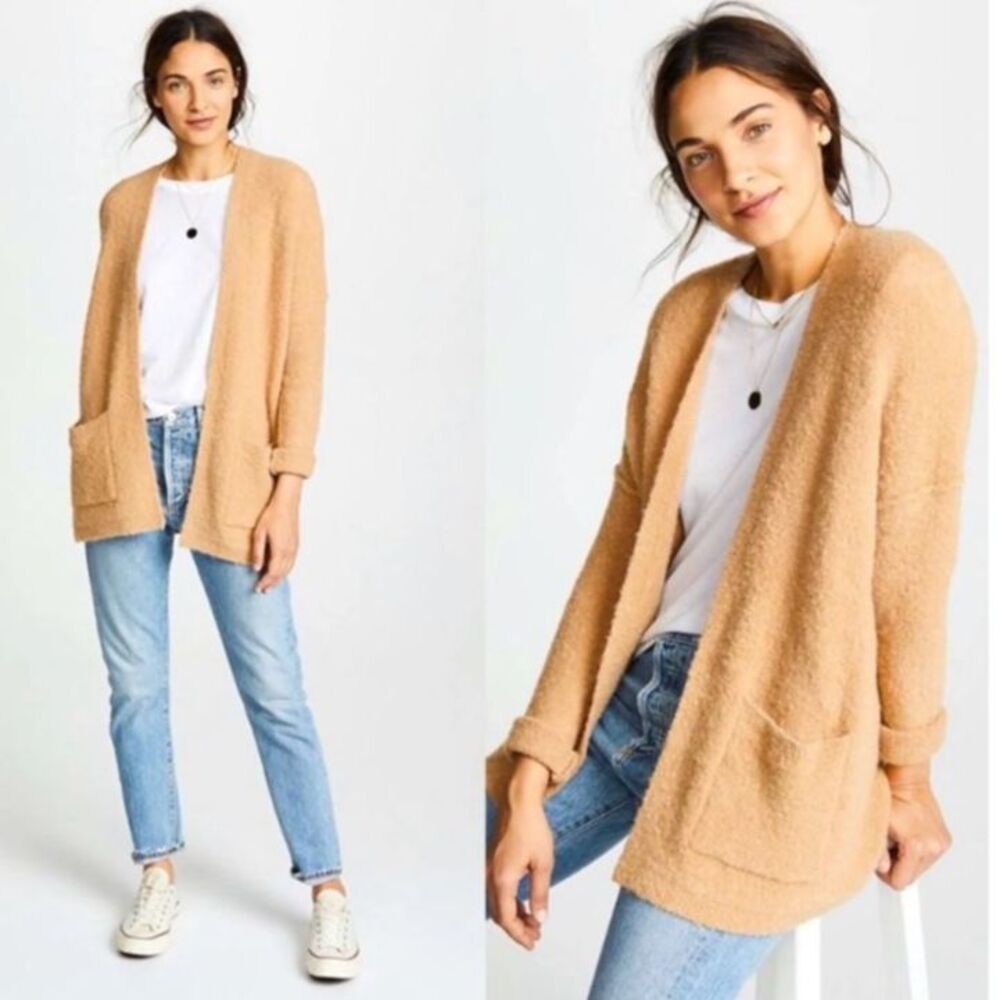 Free People Women's Art Cardigan Sweater Size Large Cozy Textured Open Front